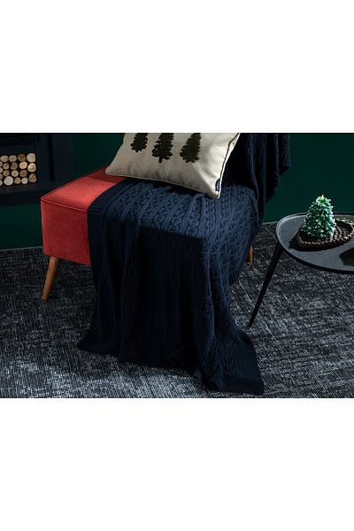 English Home Șal Canapea Tricotaj Blue Marine Polul Nord - 130x170 cm