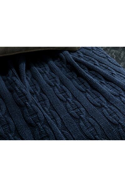 English Home North Pole Синій трикотажний плед для дивана - 130x170 см