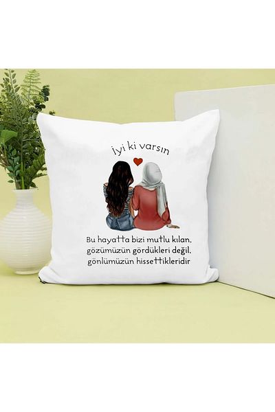 GünayStore Glad to Have You.... Written Drawing Woman Printed Gift Pillow