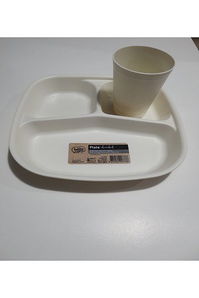HOBBY LİFE Breakfast Plate 3 Compartment Food Plate Table D'hôte and Glass