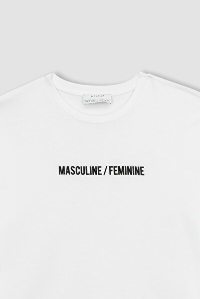 DeFacto Sorbet X Kurzarm-T-Shirt mit Rundhalsausschnitt und Slogan-Aufdruck