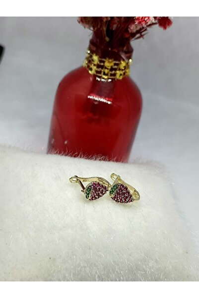 Nisanur Altın 14 Ayar Çilek Modeli Çocuk Küpesi