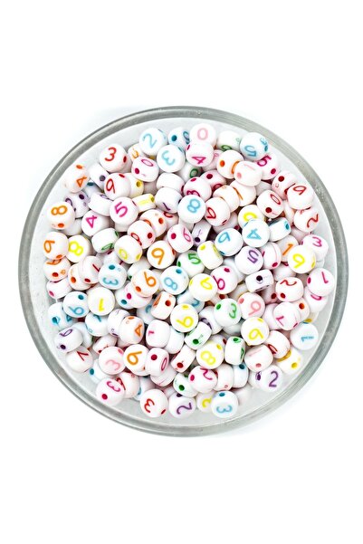 yfhobi 25 Gram- 7 Mm Yassı Sayı Boncuk, Beyaz Üzeri Karışık Renk Sayı Boncuk ...