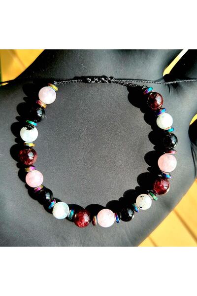 Singincraft Scorpio Natural Stone Bracelet > Obsidian - Red Garnet - Kunzit -...