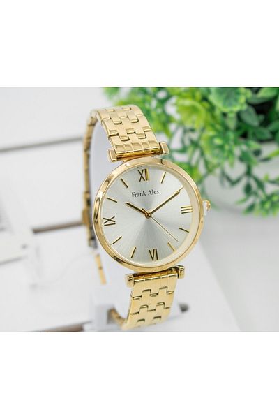 Frank Alex Fx.l01137503 Gold Color Stainless Steel Cord Wrist Watch