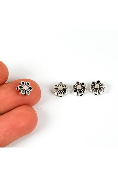 yfhobi 5 Adet - 7 Mm, Papatya Desenli Metal Uç, Ortadan Delik Zamak Ara Parça...