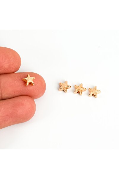 yfhobi 10 Adet - 7 Mm, Yıldız Desenli Metal Uç, Ortadan Delik Zamak Ara Parça...