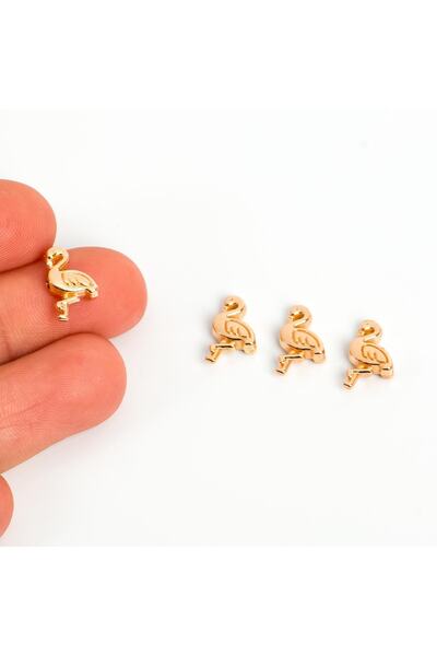 yfhobi 5 Adet- 9 Mm, Flamingo Desenli Metal Uç, Ortadan Delik Zamak Ara Parça...