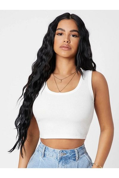 tuba yozgatlıoğlu Women's White Square Neck Crop Top Blouse