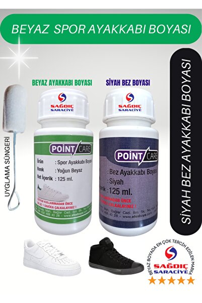 Point Care Beyaz Deri Spor Ayakkabı Boyası Ve Care Siyah Bez Boyası