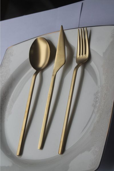 Demir Çeyiz Dmr Life Diamond Matte Gold 6 قطع ملاعق شاي 18/10