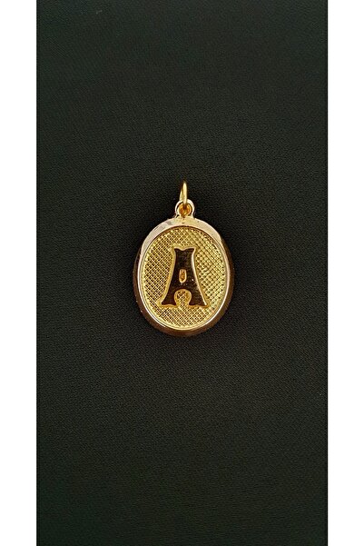 Goldlife jewellery Kadın 14 Ayar Altın A Harfi Oval Vintage Kolye Ucu