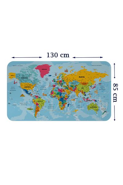lilafil Turkish Educational Country And Capital Ocean Detailed Atlas Decorative World Map Wall Sticker 3864xl