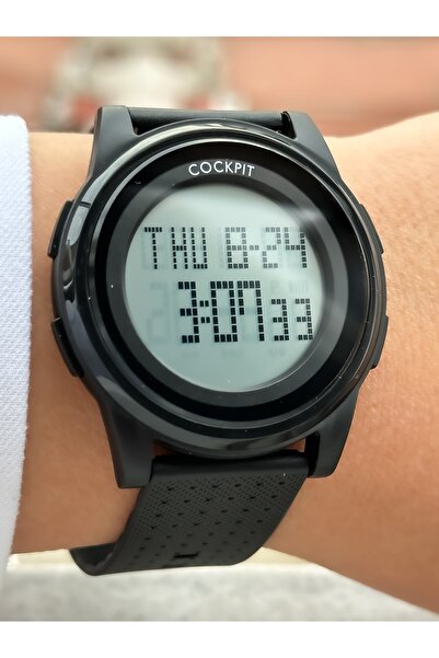 Cockpit Brand Water Resist, Alarm, Illuminated, Black Silicone Strap Sports Men's/Women's Wristwatch