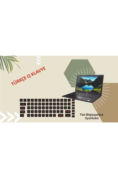 Ary Klavye Sticker, Türkçe Q Klavye Etiketi Laptop Pc Sticker Kırmızı
