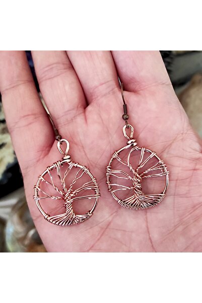 mba handmade jewelry أقراط شجرة الحياة - - أقراط مصنوعة يدويًا من النحاس النقي