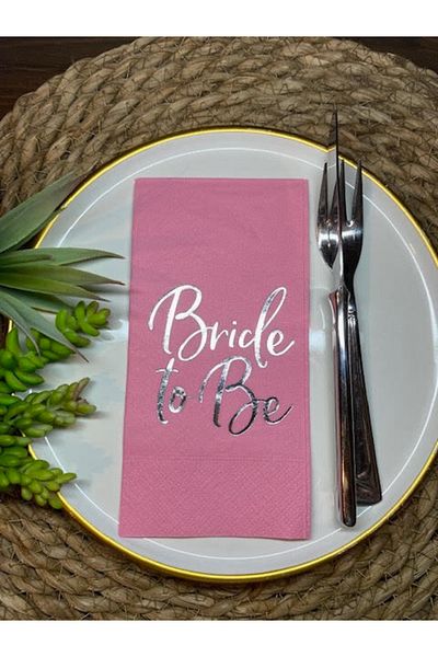 kidspartim Silver Gilded Pink Bride to Be Napkin 16 Pieces