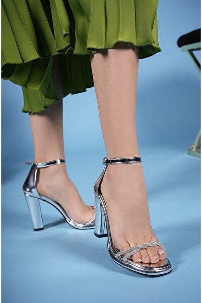Riccon Dámské sandály na podpatku00121741 Stříbrné