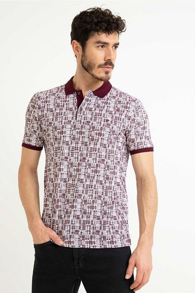 Pierre Cardin Claret Red Slim Fit Polo T-shirt με λαιμόκοψη
