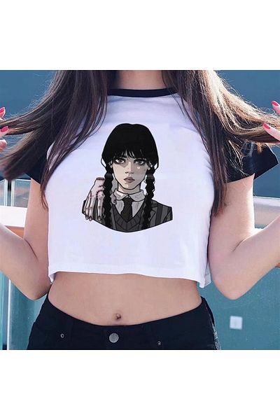 Touz Τετάρτη εμπριμέ μανίκι Raglan White Crop