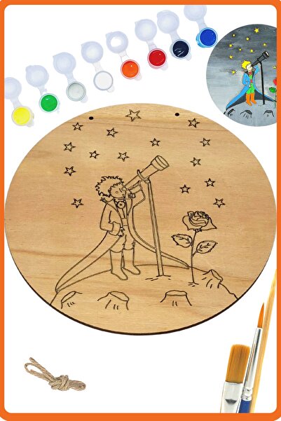 Genel Markalar Küçük Prens Teleskop Ahşap Boyama Tuval Seti Hediye Hobi Kiti ...