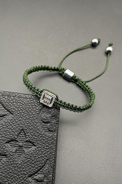 FRNCH 3a Kalite Zirkon Taşlı Yeşil Renk Ipli Ayarlanabilir Unisex Bileklik Fr...