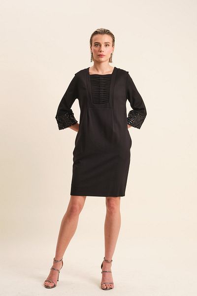 VERDA Pleated Collar Detailed Dress