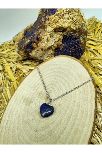 DOĞAL TAŞ CENNETİ Lapis Lazuli Doğal Taş Kalp Kolye Ucu (sertifikalı) (47 Cm ...