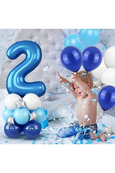 BEST PARTİ DOĞUM GÜNÜ PARTİ SÜSLERİ Mavi Rakam Balon Karşılama Seti Yaş Balonlu Yaş 2