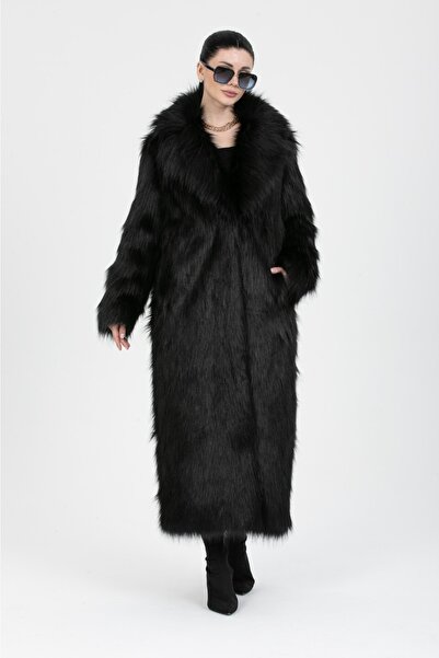 Genel Markalar Premium Uzun Tüylü Rex Suni Kadın Kürk Kaban