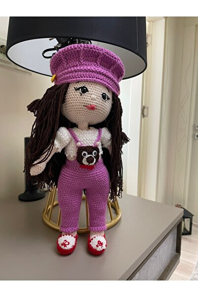 BEBEĞİNE Kız Çocuğu Organik Örgü Oyuncağı Amigurumi Ipi Büyük Oyuncak 40 cm