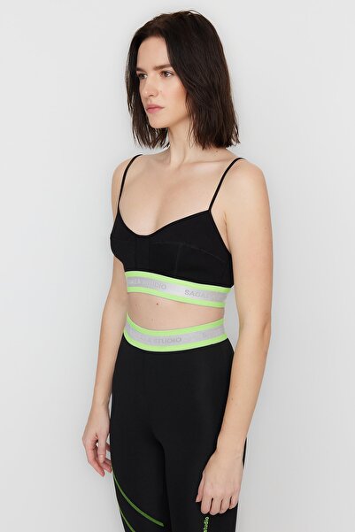 Trendyol Collection X Sagaza Studio Black Rubber Detailed Bustier TCLSS23BS00008