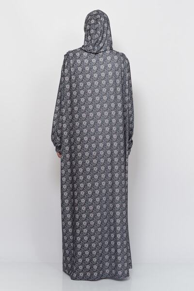 Altobeh Πρακτικό μονοκόμματο φόρεμα προσευχής με μοτίβο ήλιου με μανίκια με μαντίλα Lycra Hijab 990-0302