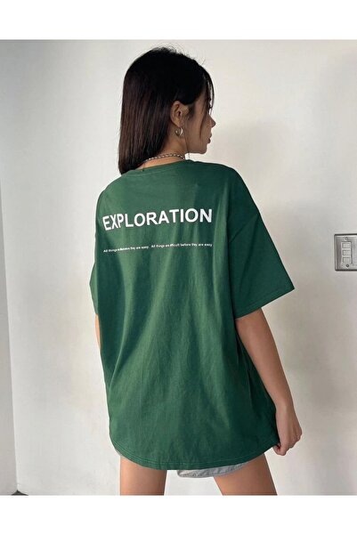 AFROGİYİM Ženska eksploracija Štampano Oversize kroj T-shirt