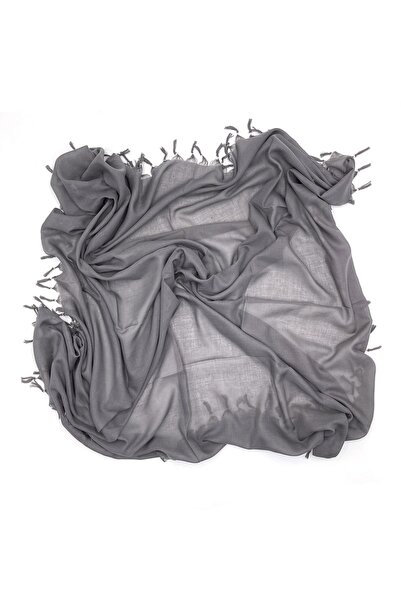Naz Ipek Füme Renk El Işi Boncuklu Yazma 110cm X 110cm Eşarp