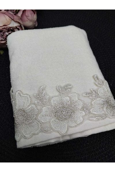 Çeyiz Bahçesi Gülden Velvet Cream Πετσέτα Χεριών και Προσώπου 50/90εκ