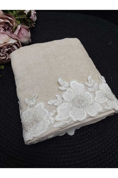 Çeyiz Bahçesi Gülden Velvet Cream Πετσέτα Χεριών και Προσώπου 50/90εκ