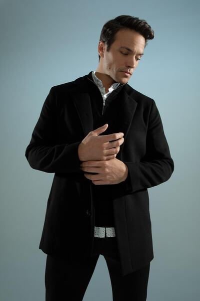 DeFacto Slim Fit Dik Yaka Kaşe Kaban