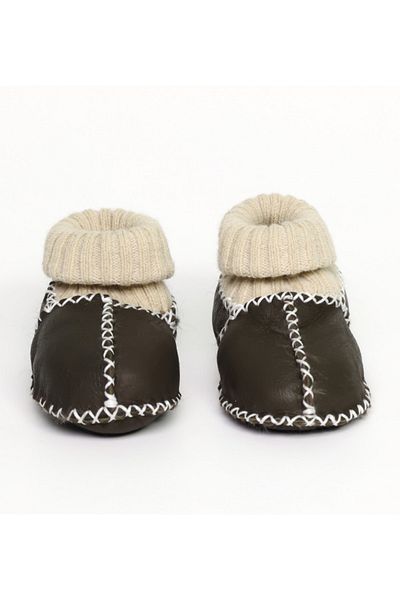 Angeltouch Baby Booties - Orange Leather, Luxury Anthracite