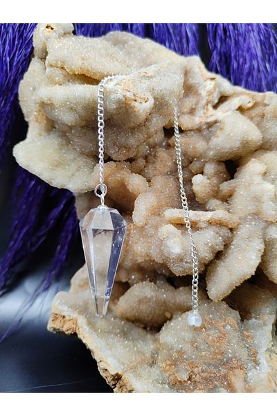 DOĞAL TAŞ CENNETİ Crystal Quartz Pandula Pendulum (certified)