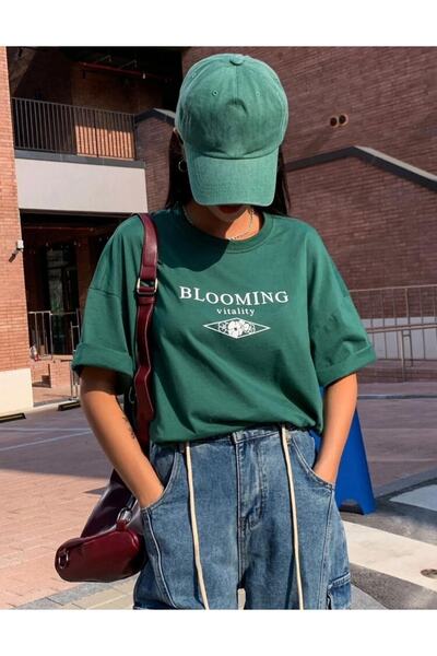 AFROGİYİM Women's Blooming Printed Oversize T-shirt