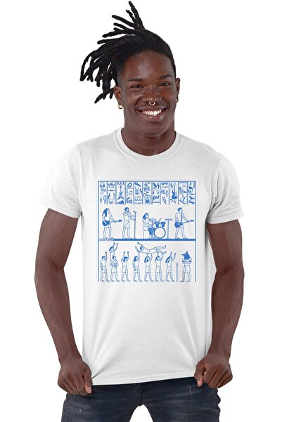 ROCKANDROLL Tricou pentru bărbați cu mânecă scurtă Pharaoh Rock White