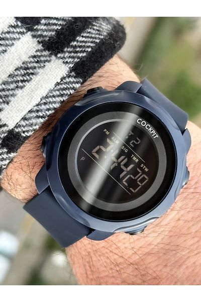 Cockpit Brand Water Resist, Alarm, Illuminated, Black Silicone Band Sports Men's Wristwatch