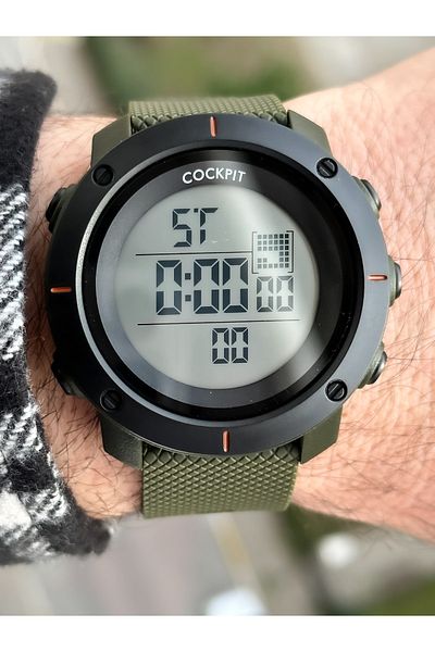 Cockpit Brand Water Resist, Alarm, Illuminated, Black Silicone Band Sports Men's Wristwatch