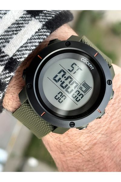 Cockpit Brand Water Resist, Alarm, Illuminated, Black Silicone Band Sports Men's Wristwatch