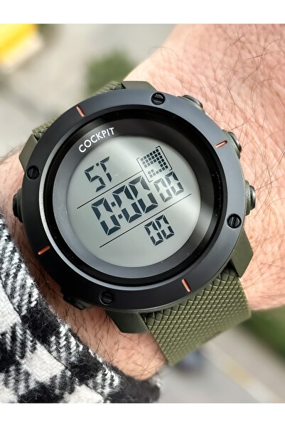 Cockpit Brand Water Resist, Alarm, Illuminated, Black Silicone Band Sports Men's Wristwatch