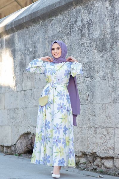 Trend Marfa Φόρεμα Hijab Oversize με στάμπα λουλουδιών