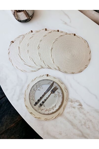 AYŞE SERHOŞOĞLU HOME DESİGN 6 Pieces Placemat, Charger Set, Plate Mat, Silicone-Free, Machine Stitched