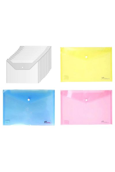 SEYFİKİRTASİYE 15 Snap Closure Envelope File 12 Transparent 3 Colorful