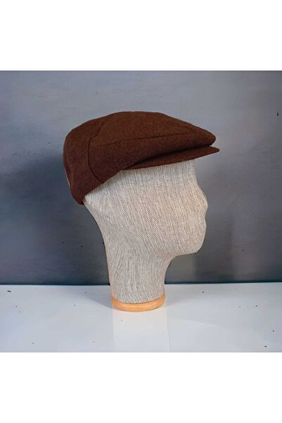 salarticaret Düğmeli Erkek Kaşe Kasket Şapka Kahverengi